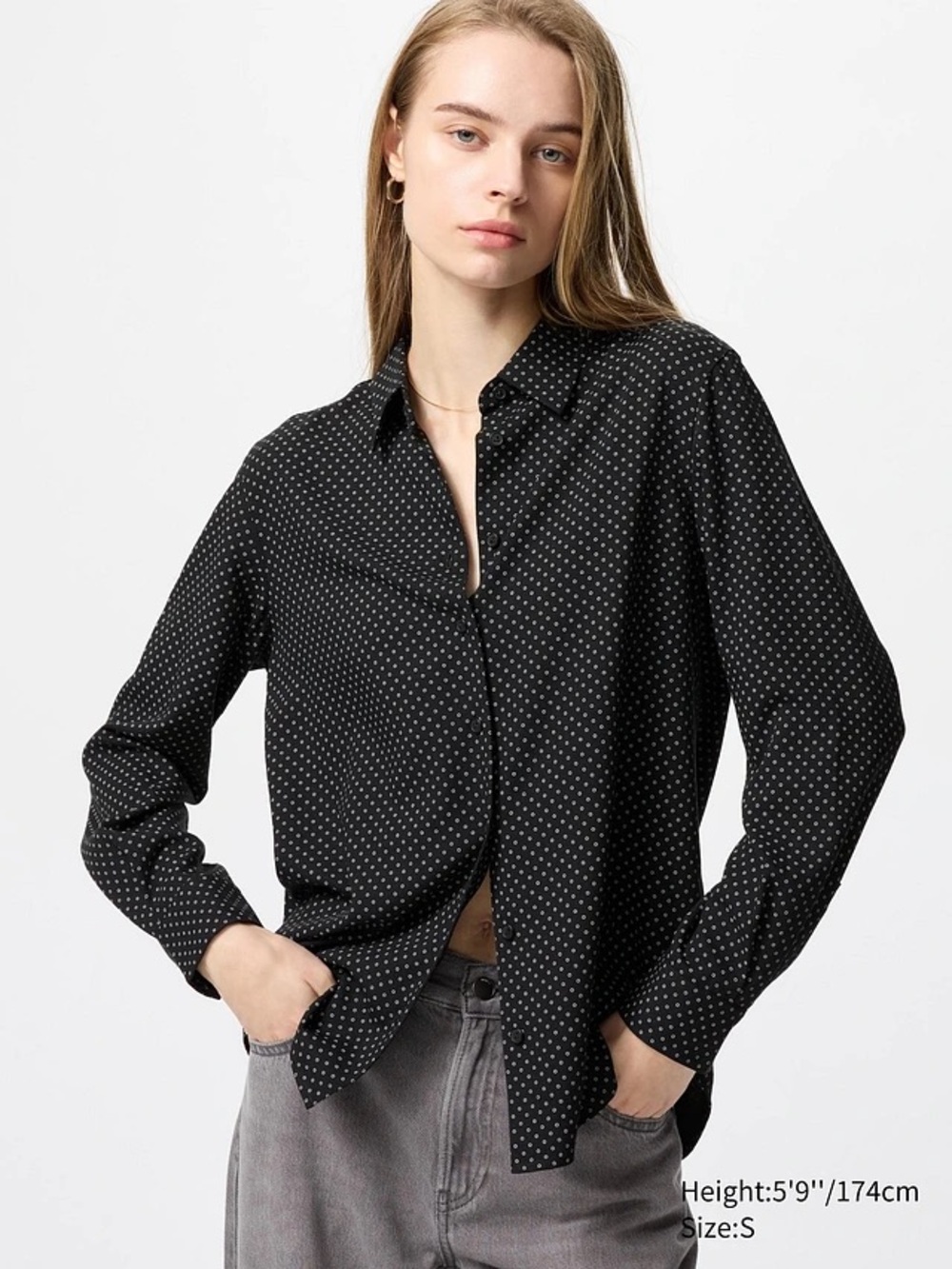 Uniqlo - Rayon Printed Long-Sleeve Blouse